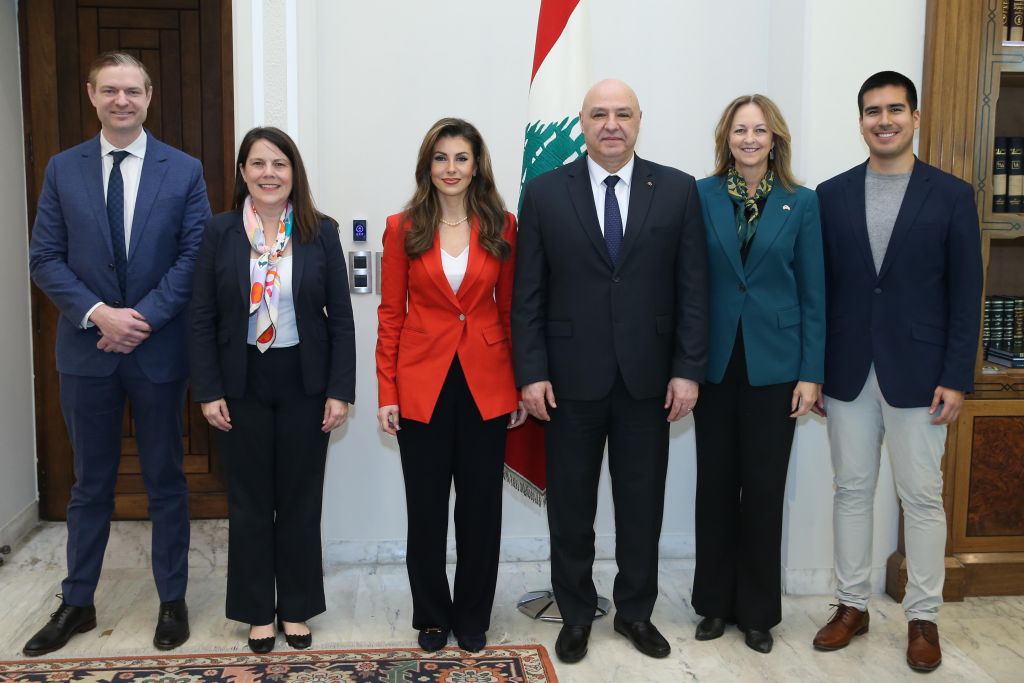 Lebanese President Joseph Aoun (3rd R) meets with U.S. President Donald Trump's Deputy Special Representative for the Middle East, Morgan Ortagus (3rd L), and a high-level delegation at the Baabda Palace in Beirut, Lebanon, on February 07, 2025. (Photo by Lebanese Presidency / Handout/Anadolu via Getty Images) - Morgan Ortagus Gallery Image